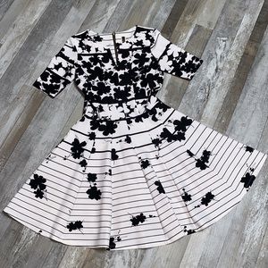 Julian Taylor Fit and Flare Floral V-Neck Dress 6